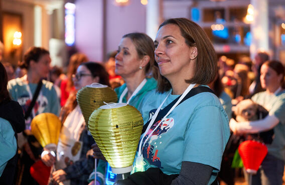 Light The Night Attendee with Yellow Lantern